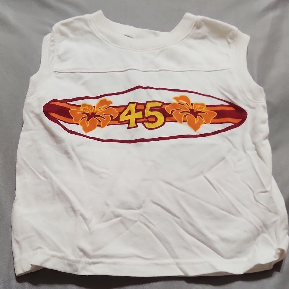 Kids' White Tank Top with Orange Floral Design